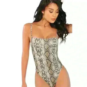 Salty Brand Snakeskin bodysuit with adjustable straps, M